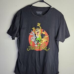 Warner Bros. Looney Tunes Black Tee with Red and Yellow Print